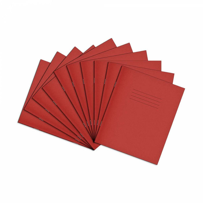 Rhino 8 x 6.5 Exercise Book 48 Page Feint Ruled 12mm Lines F12 Red (Pack 100) - VEX342-66-8