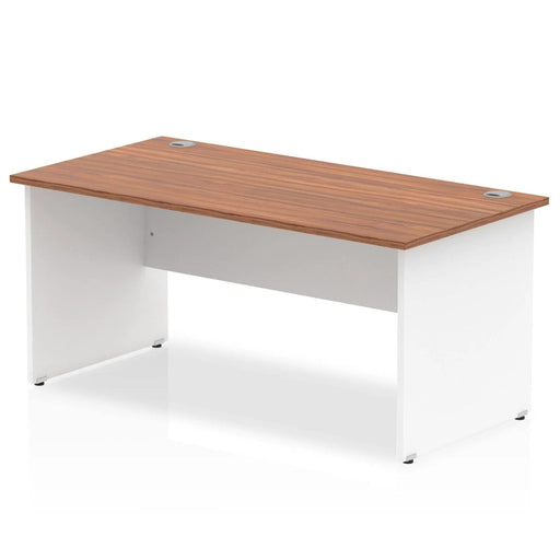 Impulse Straight Office Desk W1800 x D800 x H730mm Panel End Leg Walnut Finish White Frame - TT000019