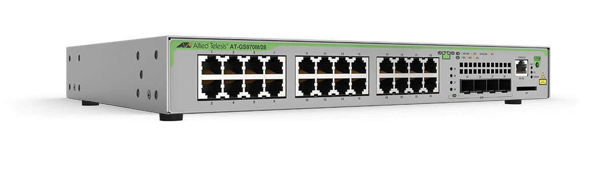 Allied Telesis CentreCOM AT-GS970M/28 - Switch - L3 - Managed - 24 x 10/100/1000 + 4 x SFP (mini-GBIC) (uplink) - desktop