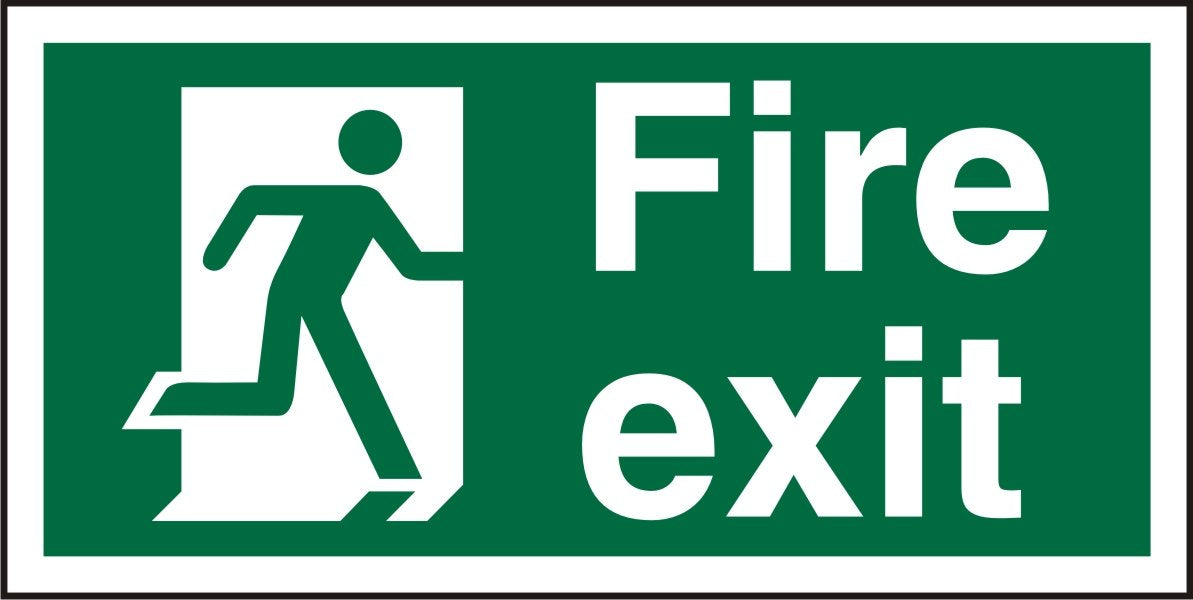 Fire Exit Sign Right Arrow Vinyl 10 x 20 cm