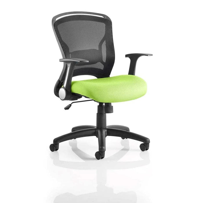 Dynamic Tilt & Lock Task Operator Chair Folding Arms Zeus Black Back, Myrrh Green Seat Without Headrest Medium Back