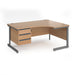 Right Hand Ergonomic Desk with 3 Lockable Drawers Pedestal and Beech Coloured MFC Top with Graphite Frame Cantilever Legs Contract 25 1600 x 1200 x 725 mm