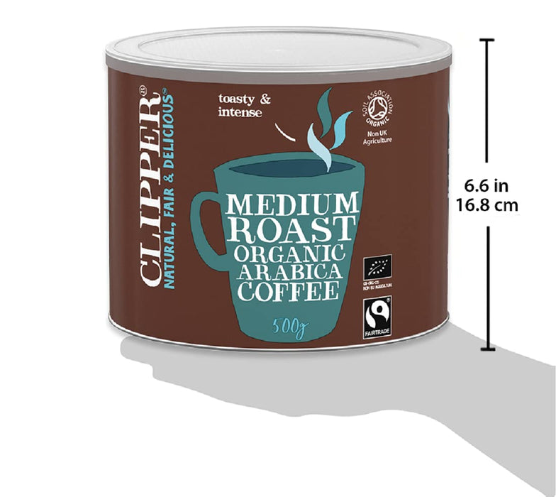 Clipper Caffeinated Instant Coffee Can Medium Arabica Fairtrade 500 g