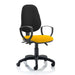 Dynamic Permanent Contact Backrest Task Operator Chair Loop Arms Eclipse Plus Black Back, Senna Yellow Seat Without Headrest High Back