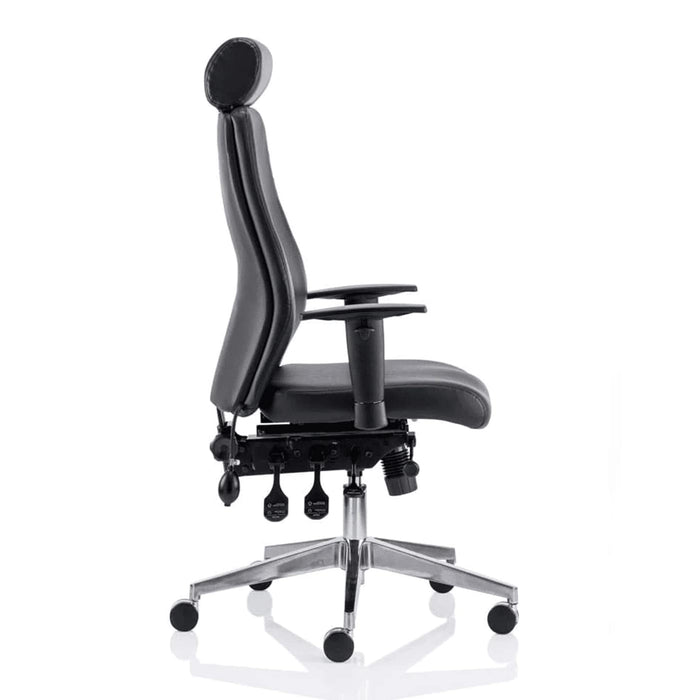 Dynamic Independent Seat & Back Posture Chair With Black Bonded Leather Height Adjustable Arms Onyx Without Headrest High Back