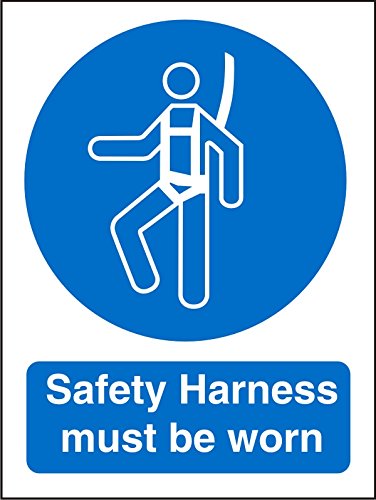 Mandatory Sign Safety Harness Must Be Worn Plastic 20 x 15 cm