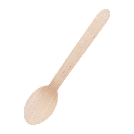 Plastico Disposable Dessert Spoons Birchwood 3.5 x 20cm Brown Pack of 100