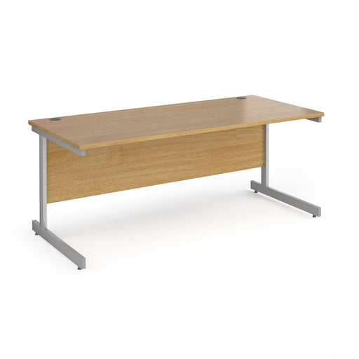 Rectangular Straight Desk with Beech Coloured MFC Top and Silver Frame Cantilever Legs Contract 25 1400 x 800 x 725mm