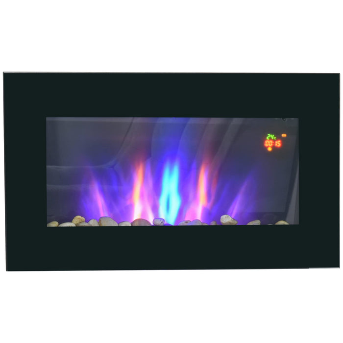 HOMCOM Electric Fireplace Glass, Metal UK