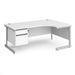 Right Hand Ergonomic Desk with 2 Lockable Drawers Pedestal and Beech Coloured MFC Top with Silver Frame Cantilever Legs Contract 25 1600 x 1200 x 725 mm