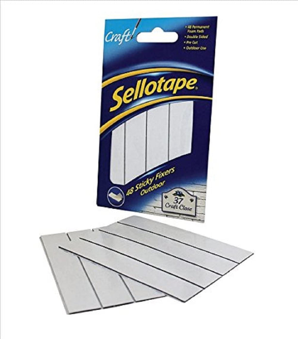 Sellotape 48 Sticky Fixers Outdoor Permanent Double Sided Pads 20mm x 20mm (Pack 12) - 1445421