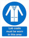 Mandatory Sign Lab Coats Must Be Worn in This Area Vinyl Blue, White 20 x 15 cm