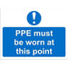 Mandatory Sign PPE Must Be Worn At This Point Fluted board Blue White 45 x 60 cm