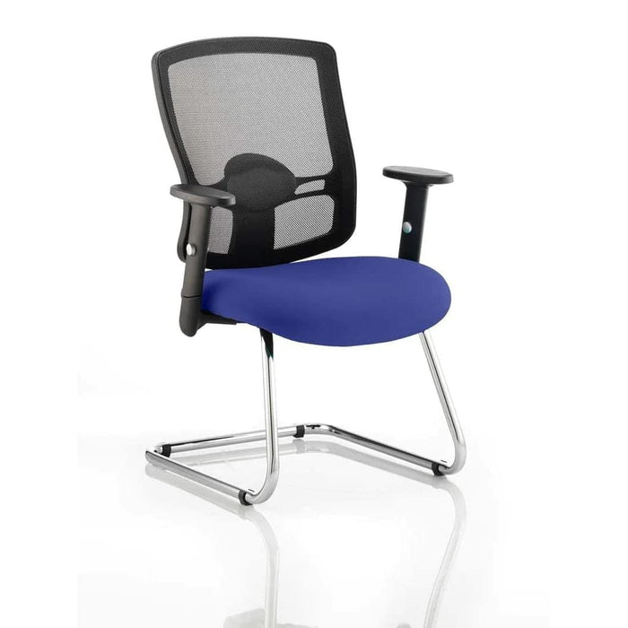 Dynamic Visitor Chair Adjustable Armrest Portland Seat Stevia Blue Fabric