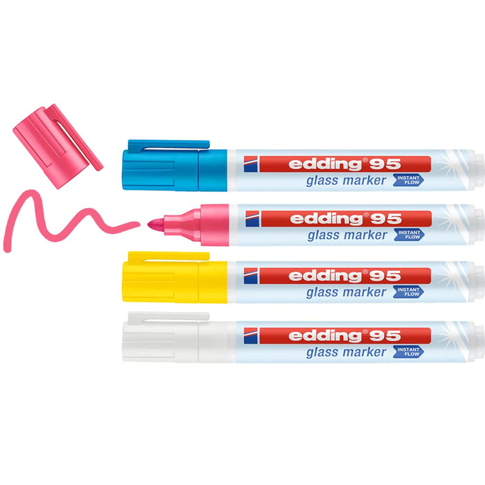 EDDING Glass Marker e-95 Felt Tip 1,5-3 mm Assorted