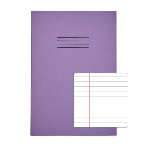 Rhino A4 Exercise Book 32 Page Feint Ruled 8mm With Margin Purple (Pack 100) - VDU014-40-6