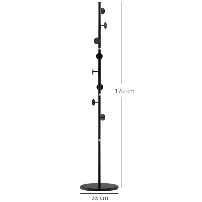 HOMCOM Coat Rack Marble,Steel Black 35 x 35 x 170 cm