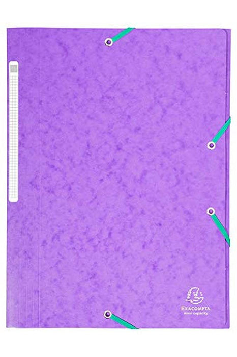 Exacompta 3 Flap Folder 17113H A4 Purple 425gsm Pressboard 24x32cm Pack of 25