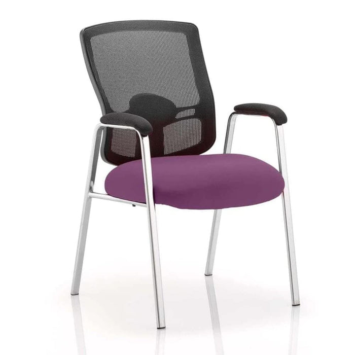 Dynamic Visitor Chair Fixed Armrest Portland Seat Tansy Purple Fabric