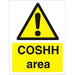 Warning Sign Coshh Area Plastic 30 x 20 cm