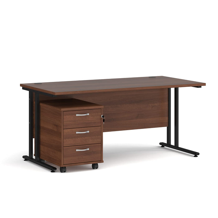 Dams International Straight Desk with 3 Drawer Pedestal SBK316B 1,600 x 800 x 725 mm