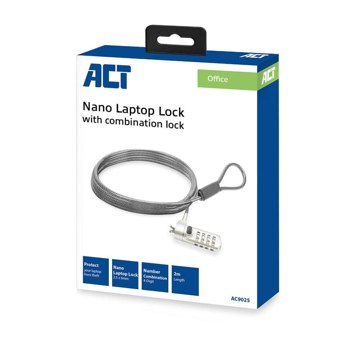 ACT Laptop Lock Nano AC9025 Grey 2000 mm