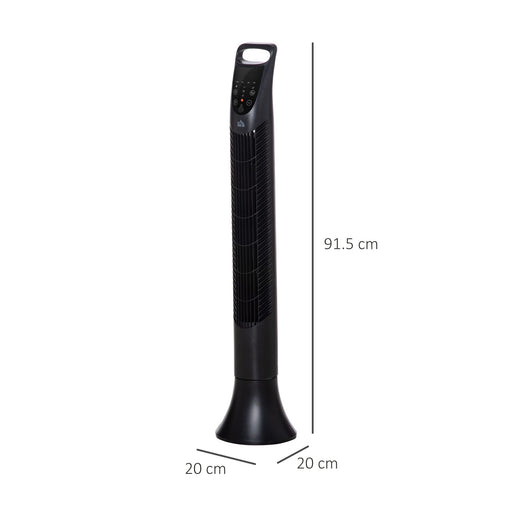 HOMCOM Tower Fan Non Height Adjustable 40 W ABS (Acrylonitrile Butadiene Styrene) Plastic Black 20 x 20 x 91.5 cm