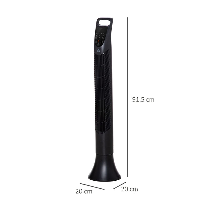 HOMCOM Tower Fan Non Height Adjustable 40 W ABS (Acrylonitrile Butadiene Styrene) Plastic Black 20 x 20 x 91.5 cm