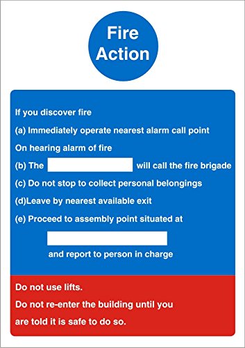 Fire Action Sign Self Adhesive Vinyl Assorted 20 x 15 cm