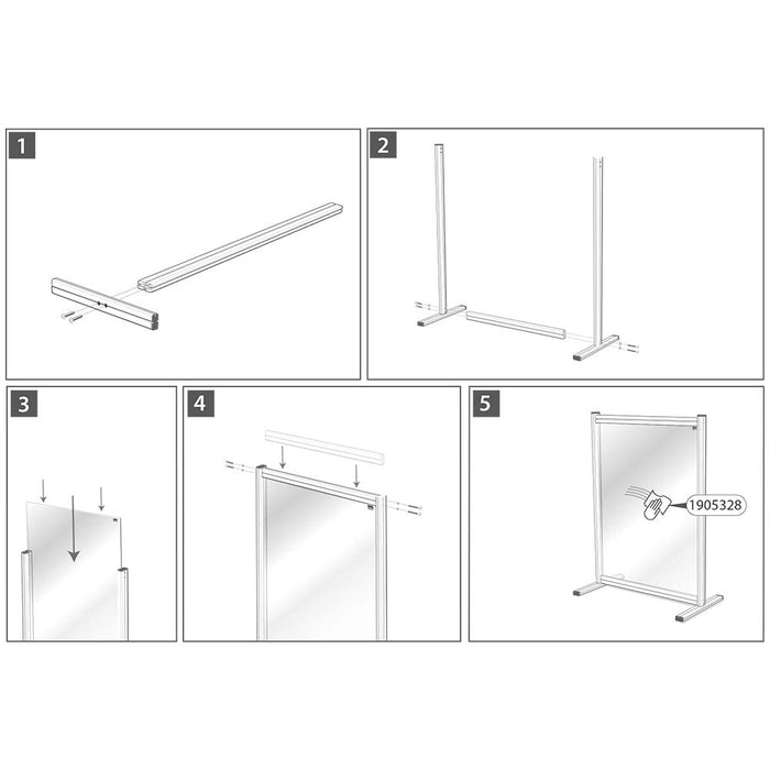 Nobo Freestanding Protection Screen Premium Plus 1000 x 400 x 400 mm Silver, Clear 1 Aluminium, Plexiglass Acrylic Modular System