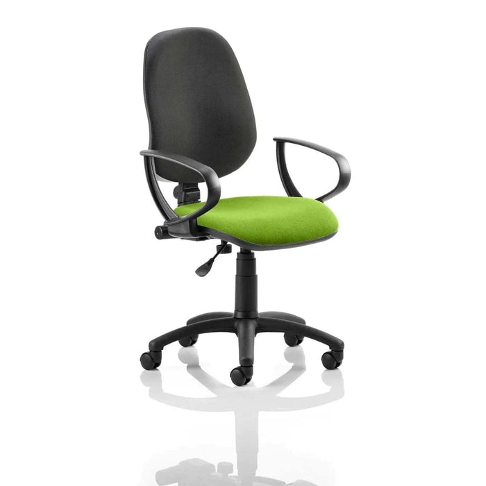 Dynamic Permanent Contact Backrest Task Operator Chair Loop Arms Eclipse I Black Back, Myrrh Green Seat High Back