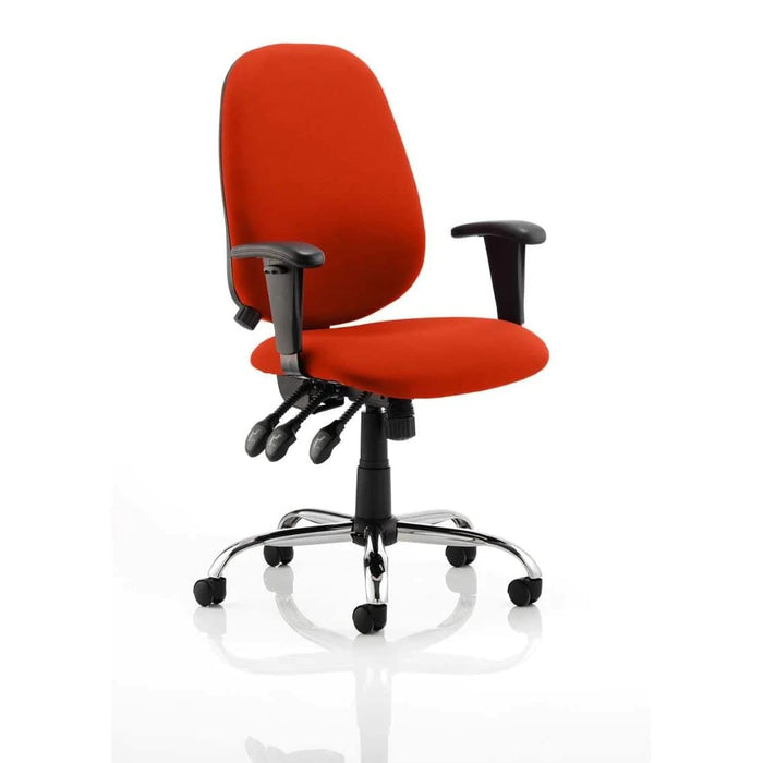 Dynamic Independent Seat & Back Task Operator Chair Height Adjustable Arms Lisbon Tabasco Red Seat Without Headrest High Back