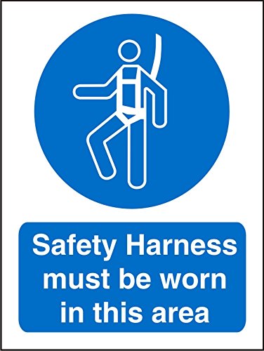 Mandatory Sign Safety Harness Worn in This Area Plastic 30 x 20 cm