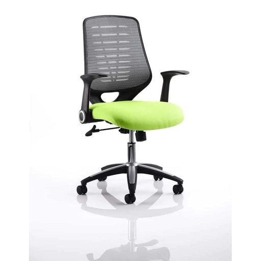 Dynamic Tilt & Lock Task Operator Chair Folding Arms Relay Silver Back, Myrrh Green Seat Without Headrest Medium Back