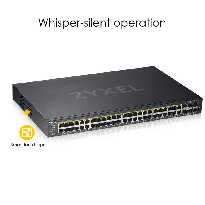 Zyxel GS1920-48HPv2 - Switch - smart - 48 x 10/100/1000 (PoE+) + 4 x combo Gigabit SFP + 2 x Gigabit SFP - rack-mountable - PoE+ (375 W)