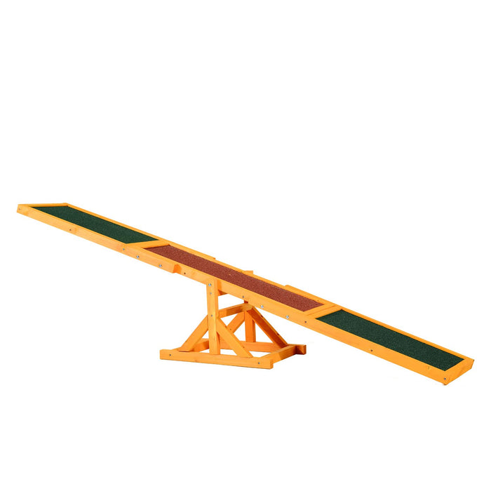 PawHut Pet Seesaw Natural, Brown, Green 300 mm x 1800 mm x 300 mm