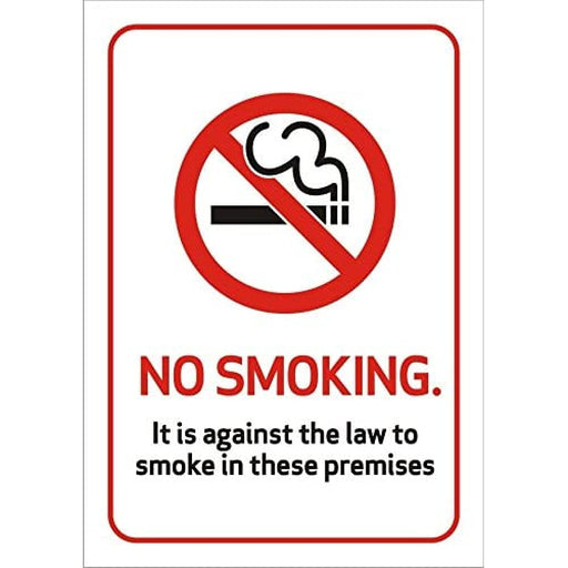 Prohibition Sign Against the Law to Smoke on these Premises Self Adhesive Vinyl 21 x 29.7 cm