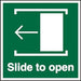 Exit Sign Slide To Open with Left Arrow Plastic 10 x 10 cm