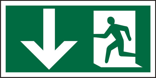 Fire Exit Sign with Down Arrow Plastic 15 x 30 cm