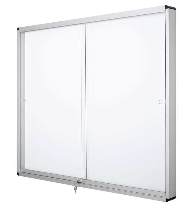 Bi-Office Exhibit Indoor Lockable Notice Board Magnetic 27 x A4 Wall Mounted 202.6 (W) x 96.7 (H) cm White