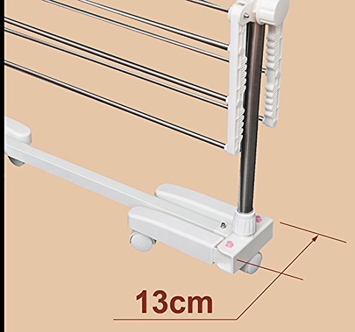 HOMCOM Folding Cloth Hanger 03-0063 ABS, Polypropylene, Stainless Steel Silver, White 550 mm x 1420 mm x 1720 mm