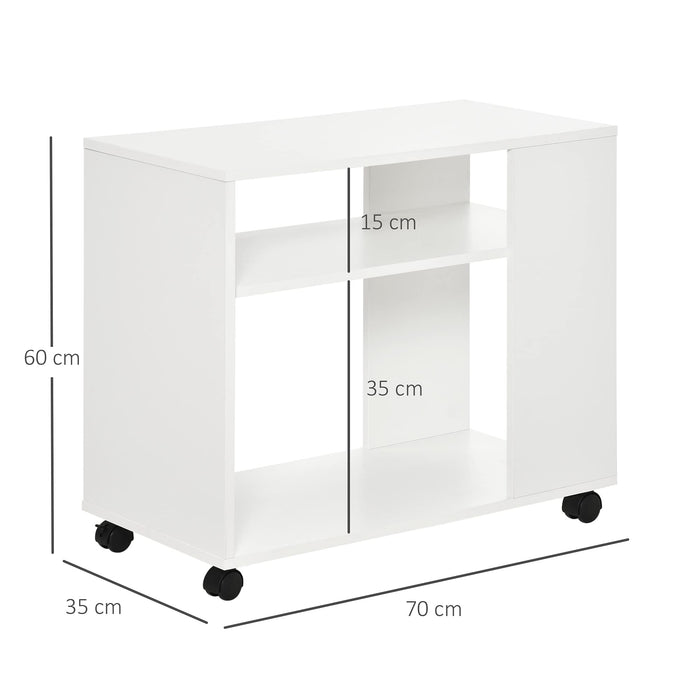 HOMCOM Nightstand with 2 Storage Shelves White