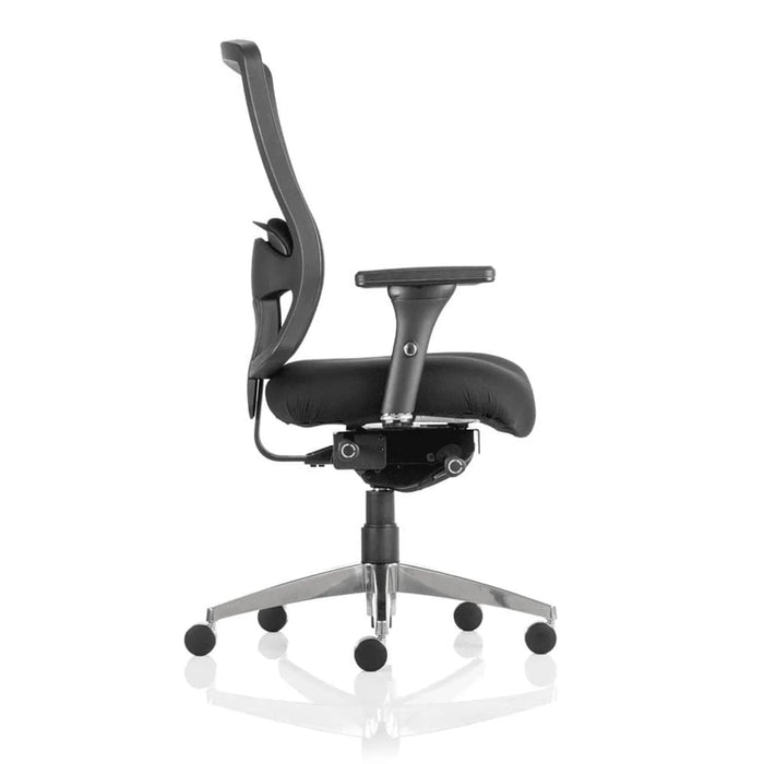 Dynamic Synchro Tilt Task Operator Chair Height Adjustable Arms Regent Black Back, Stevia Blue Seat Without Headrest High Back