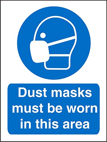 Mandatory Sign Dust Mask Must Be Worn In This Area Vinyl Blue, White 20 x 15 cm