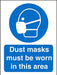 Mandatory Sign Dust Mask Must Be Worn In This Area Vinyl Blue, White 20 x 15 cm