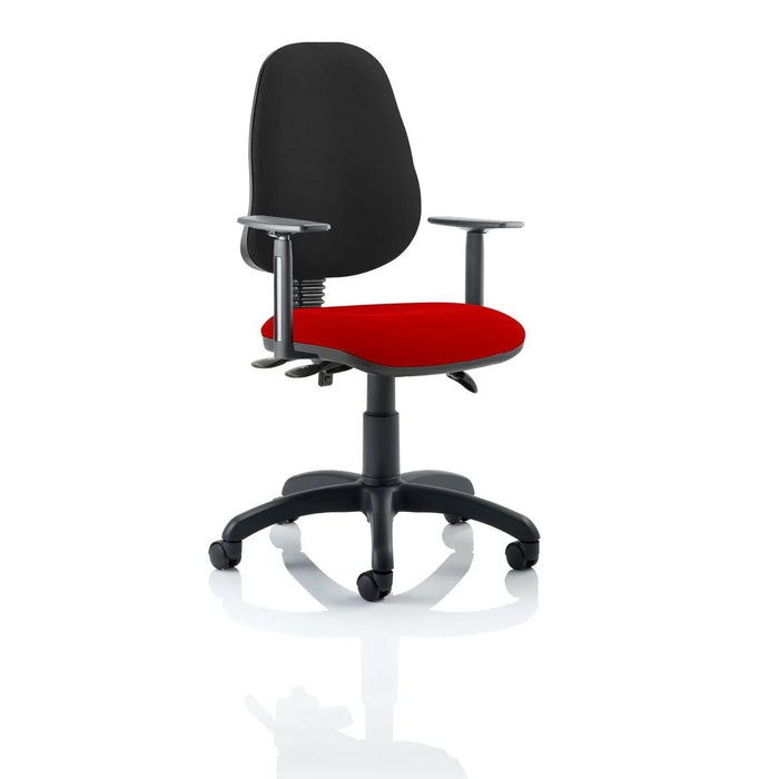 Dynamic Independent Seat & Back Task Operator Chair Height Adjustable Arms Eclipse Plus III Black Back, Tabasco Red Seat High Back