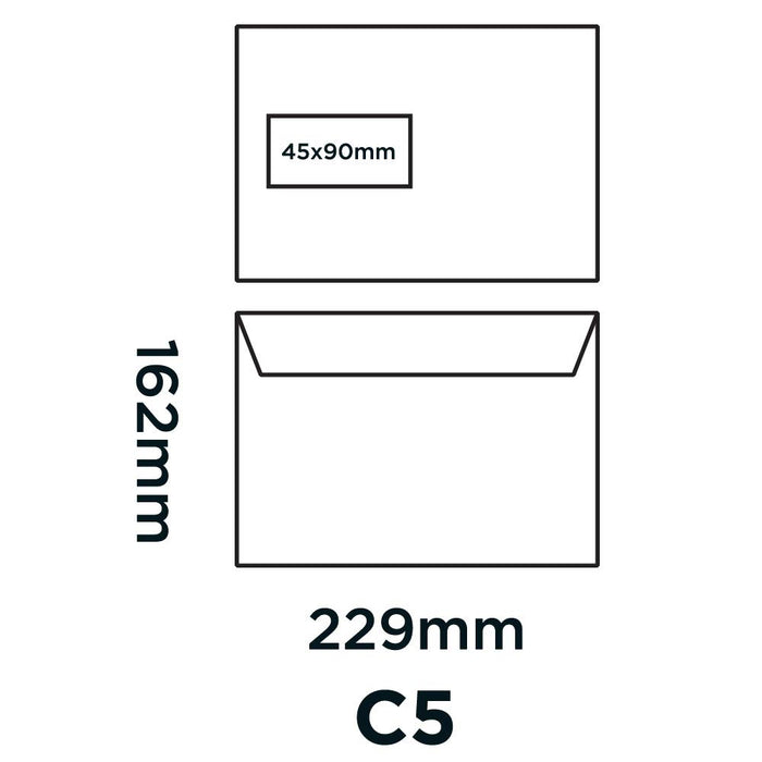 Creative Peel & Seal C5 Coloured Envelope Green 229 (W) x 162 (H) mm Window 120 gsm Pack of 500