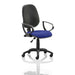 Dynamic Permanent Contact Backrest Task Operator Chair Loop Arms Eclipse I Black Back, Stevia Blue Seat High Back