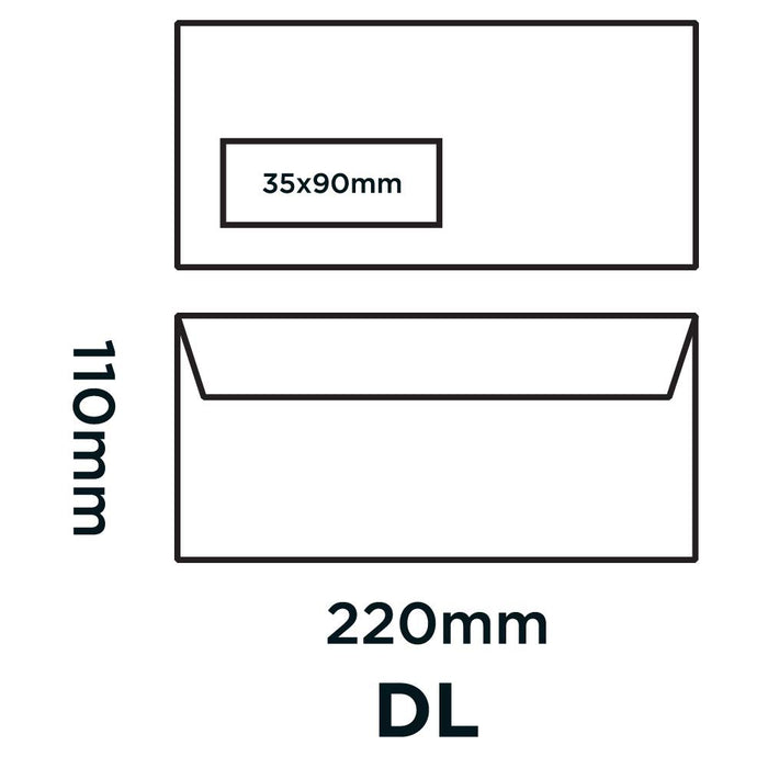 Blake Purely Envelope DL White Window 220 (W) x 110 (H) mm Peel and Seal 100 gsm Pack of 250