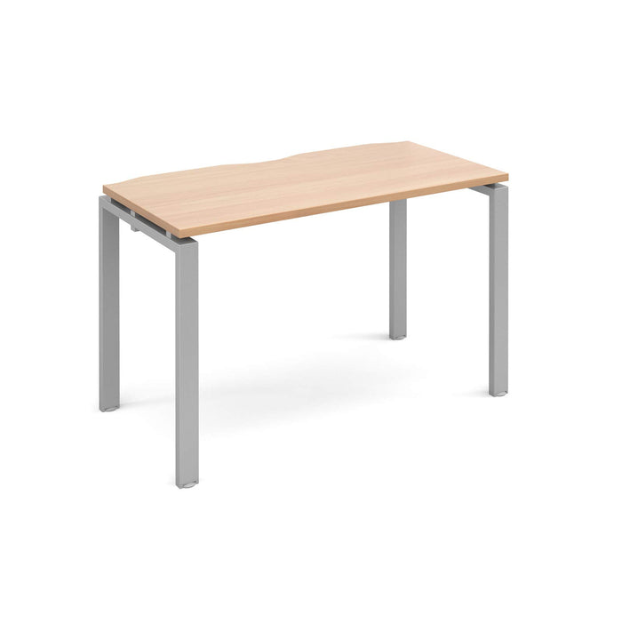 Rectangular Single Desk Beech Wood Straight Legs Silver Adapt II 1200 x 600 x 725mm